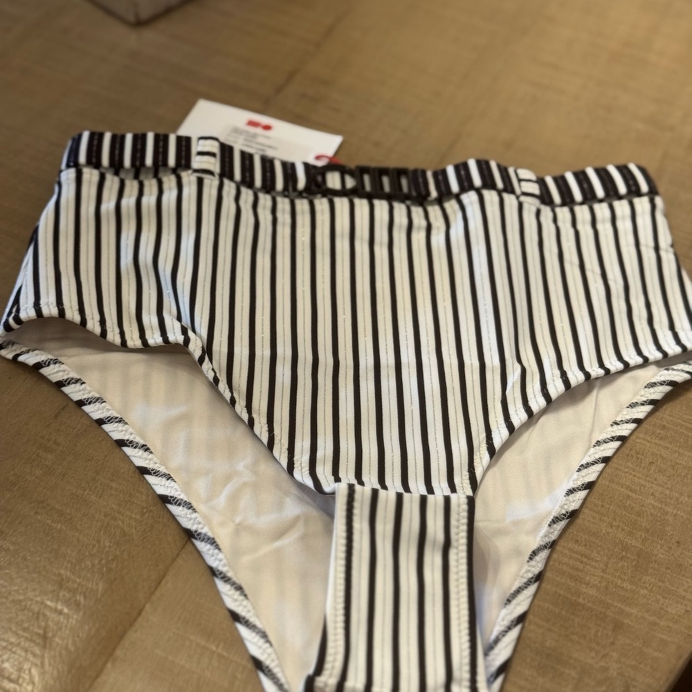 Solid & Striped Striped High-Waist Bikini Bottom NWT